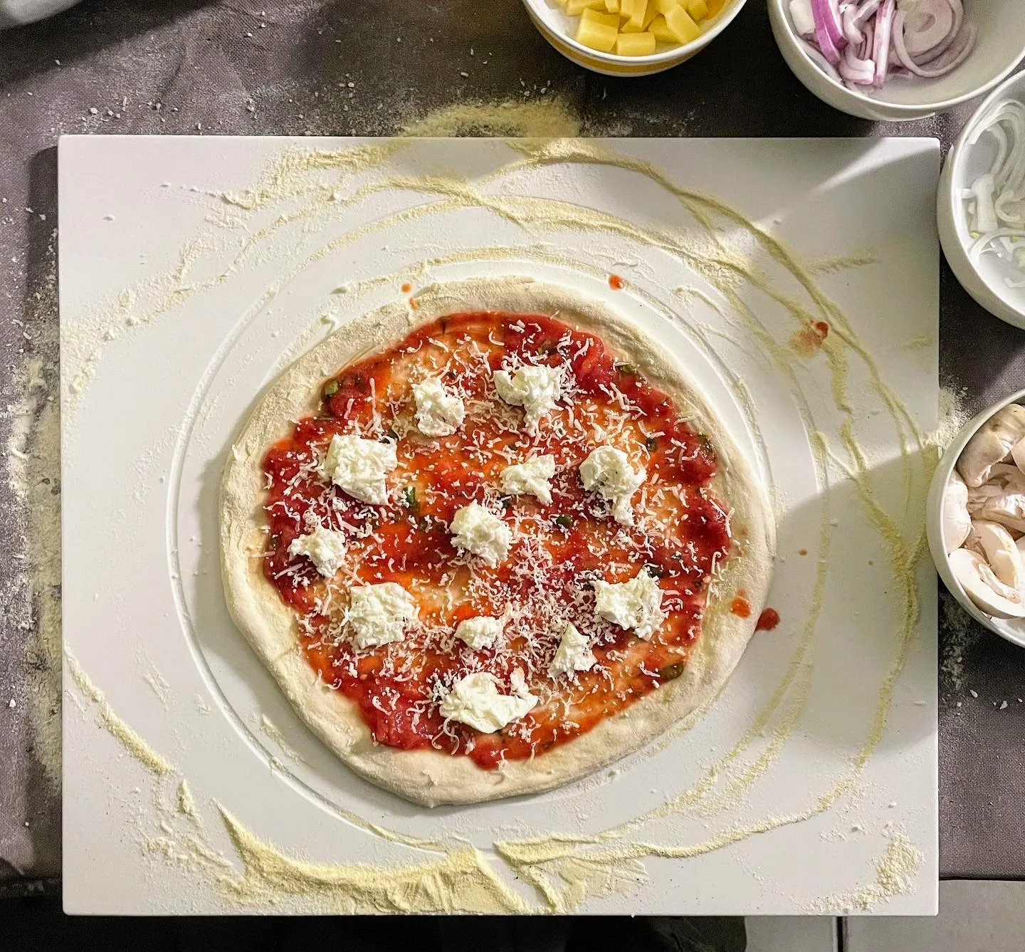 Abbildung der ausgedehnten Pizza