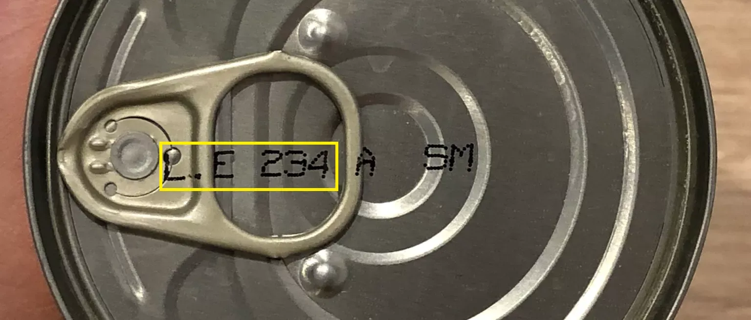 Abbildung der dreistelligen Nummer auf der Konserve der San Marzano Tomaten
